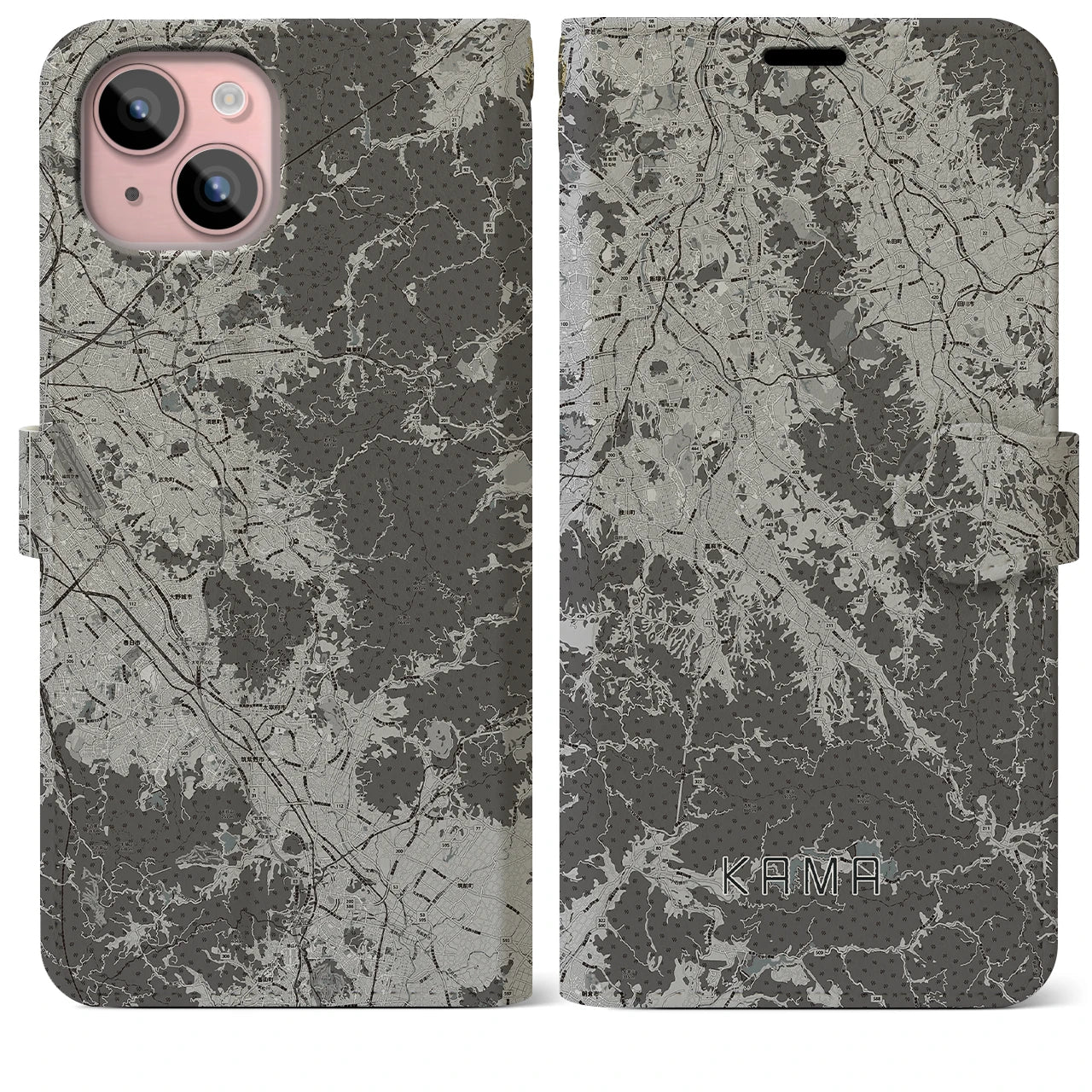 【嘉麻(福岡県)】地図柄iPhoneケース(手帳タイプ)