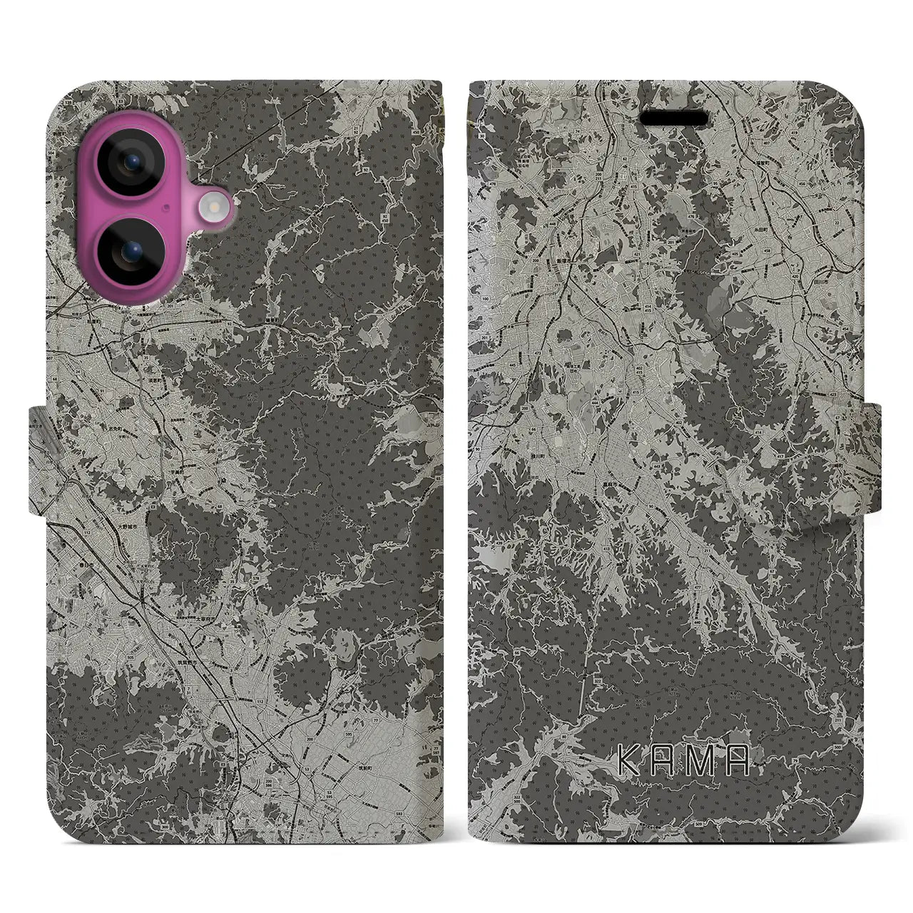 【嘉麻(福岡県)】地図柄iPhoneケース(手帳タイプ)