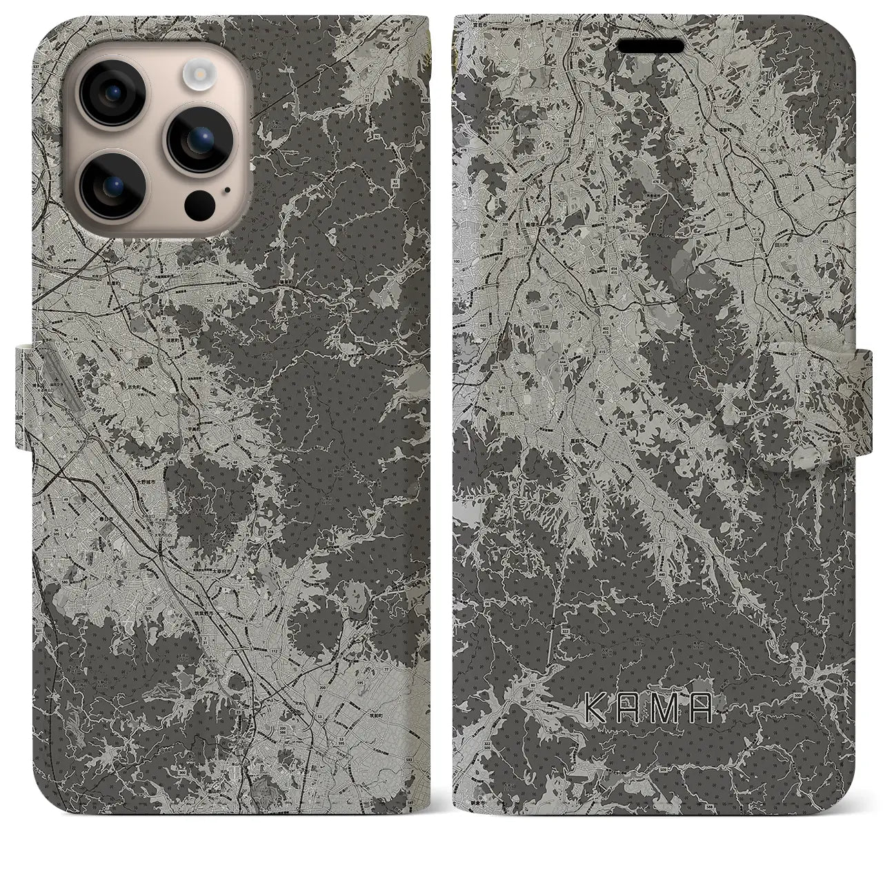 【嘉麻(福岡県)】地図柄iPhoneケース(手帳タイプ)