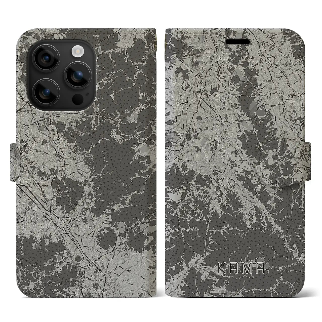 【嘉麻(福岡県)】地図柄iPhoneケース(手帳タイプ)