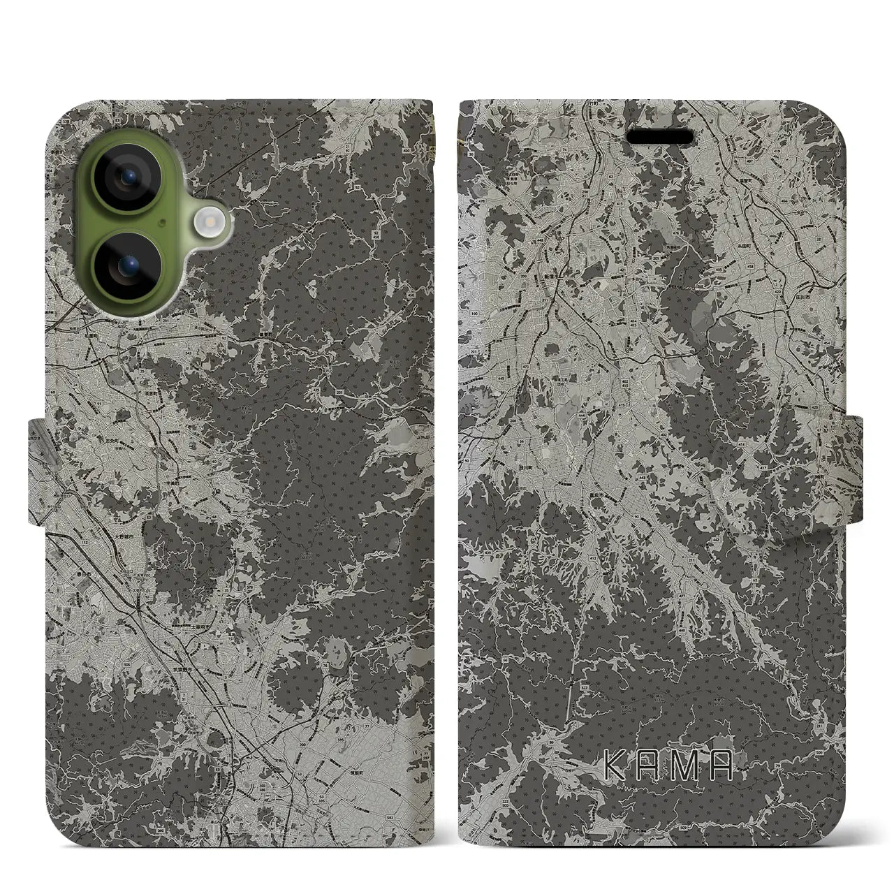 【嘉麻(福岡県)】地図柄iPhoneケース(手帳タイプ)