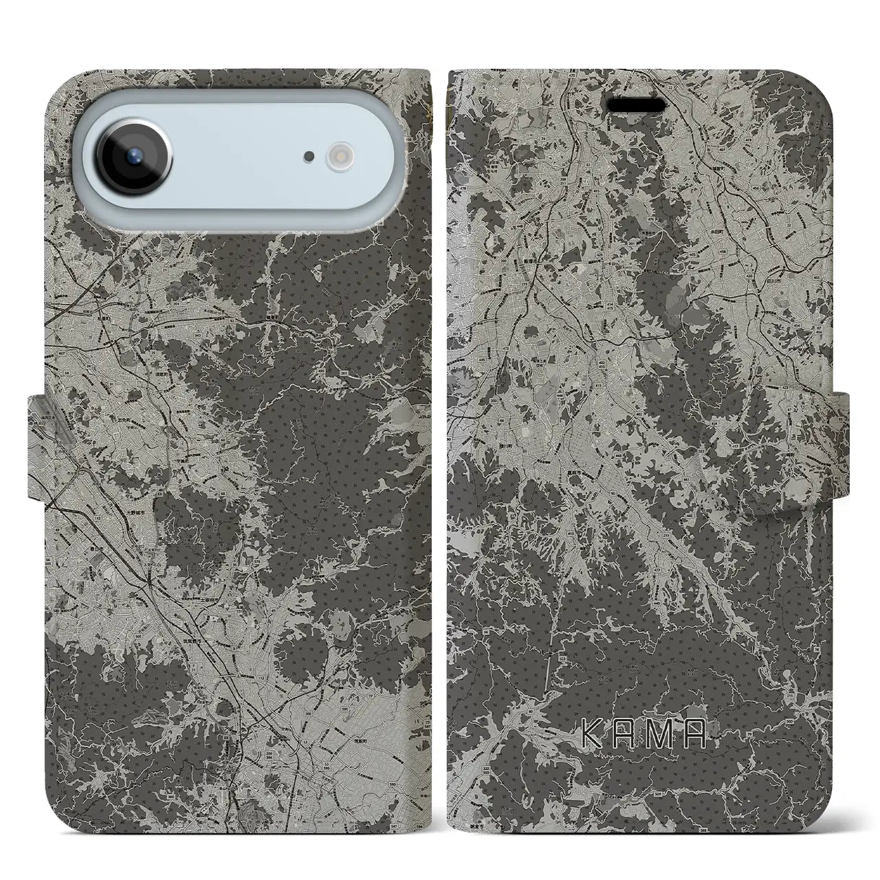 【嘉麻(福岡県)】地図柄iPhoneケース(手帳タイプ)