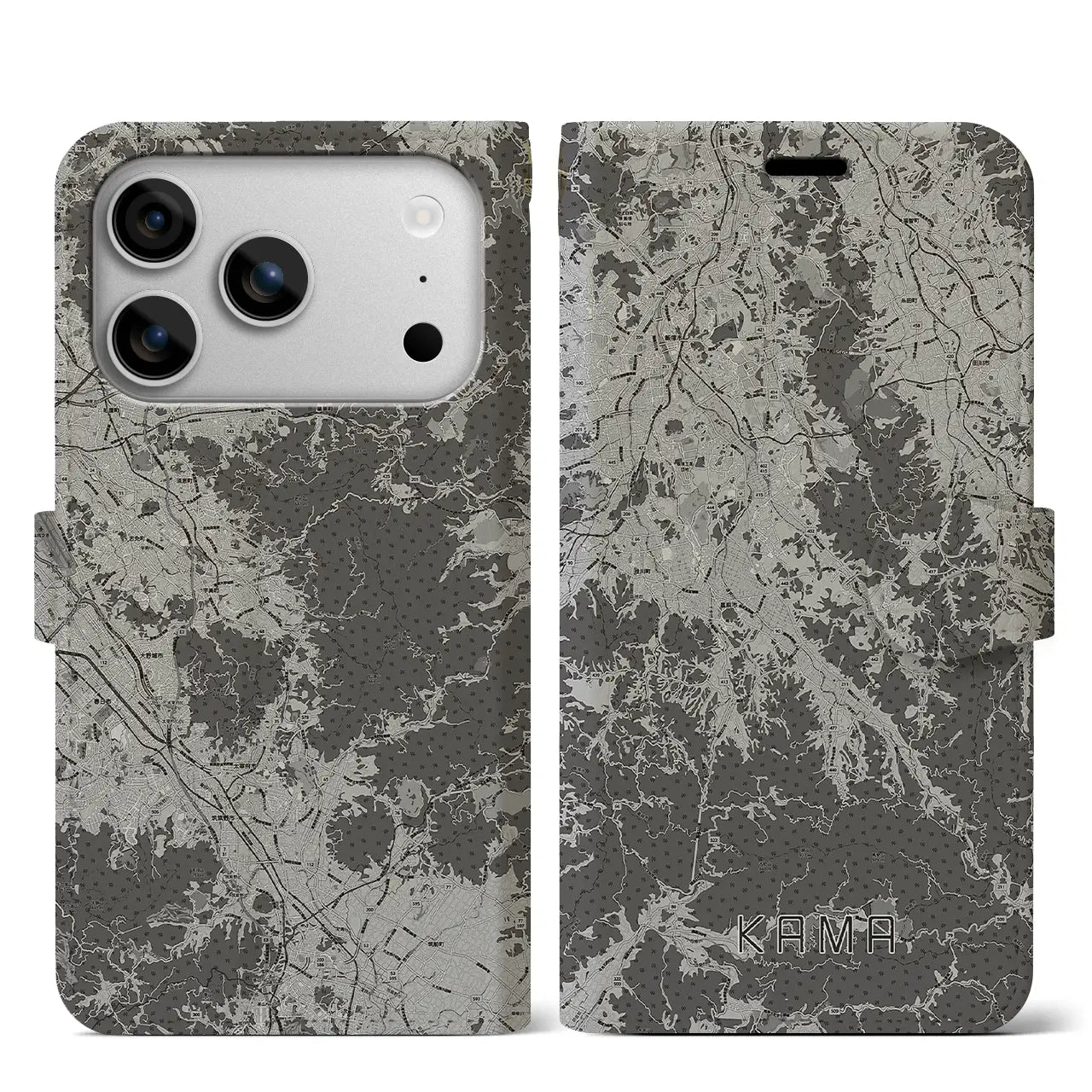 【嘉麻(福岡県)】地図柄iPhoneケース(手帳タイプ)