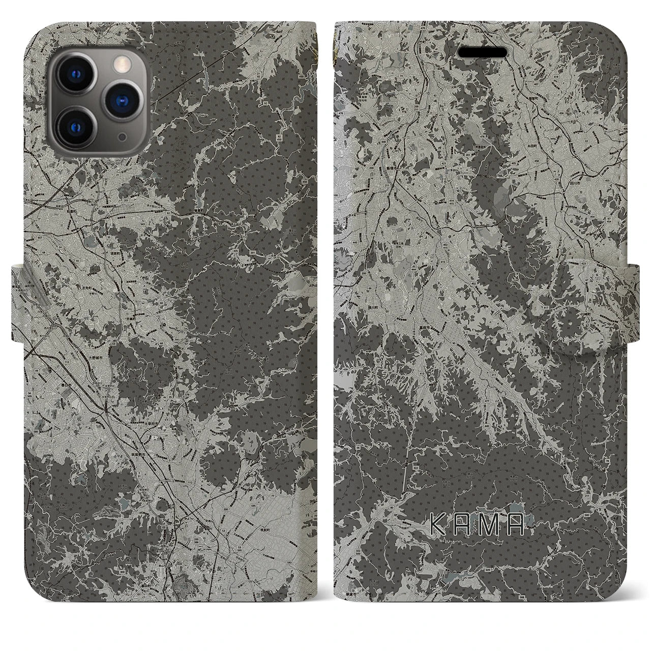 【嘉麻(福岡県)】地図柄iPhoneケース(手帳タイプ)