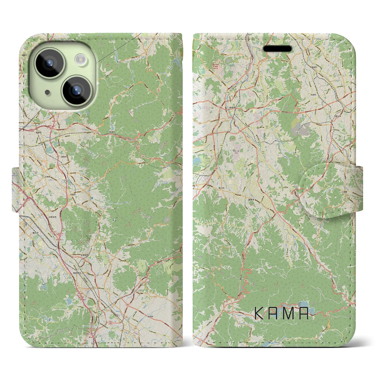 【嘉麻(福岡県)】地図柄iPhoneケース(手帳タイプ)