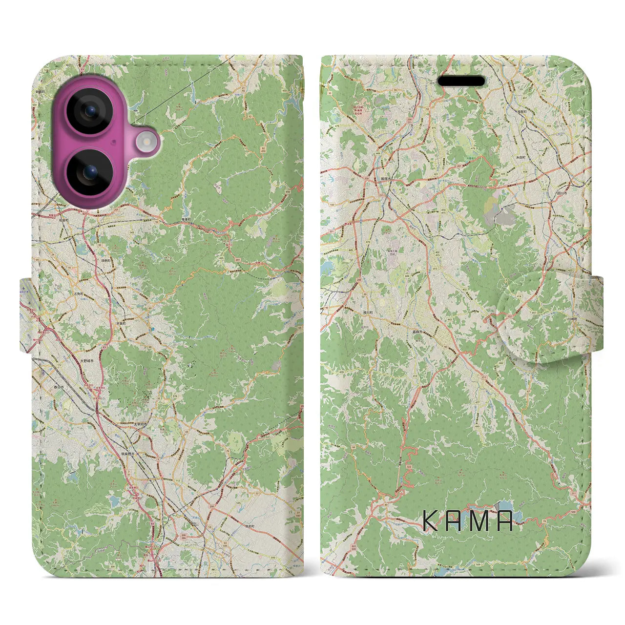 【嘉麻(福岡県)】地図柄iPhoneケース(手帳タイプ)