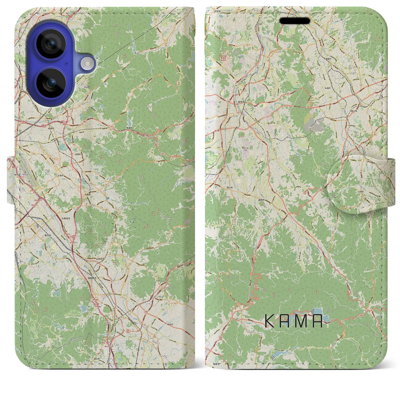 【嘉麻(福岡県)】地図柄iPhoneケース(手帳タイプ)