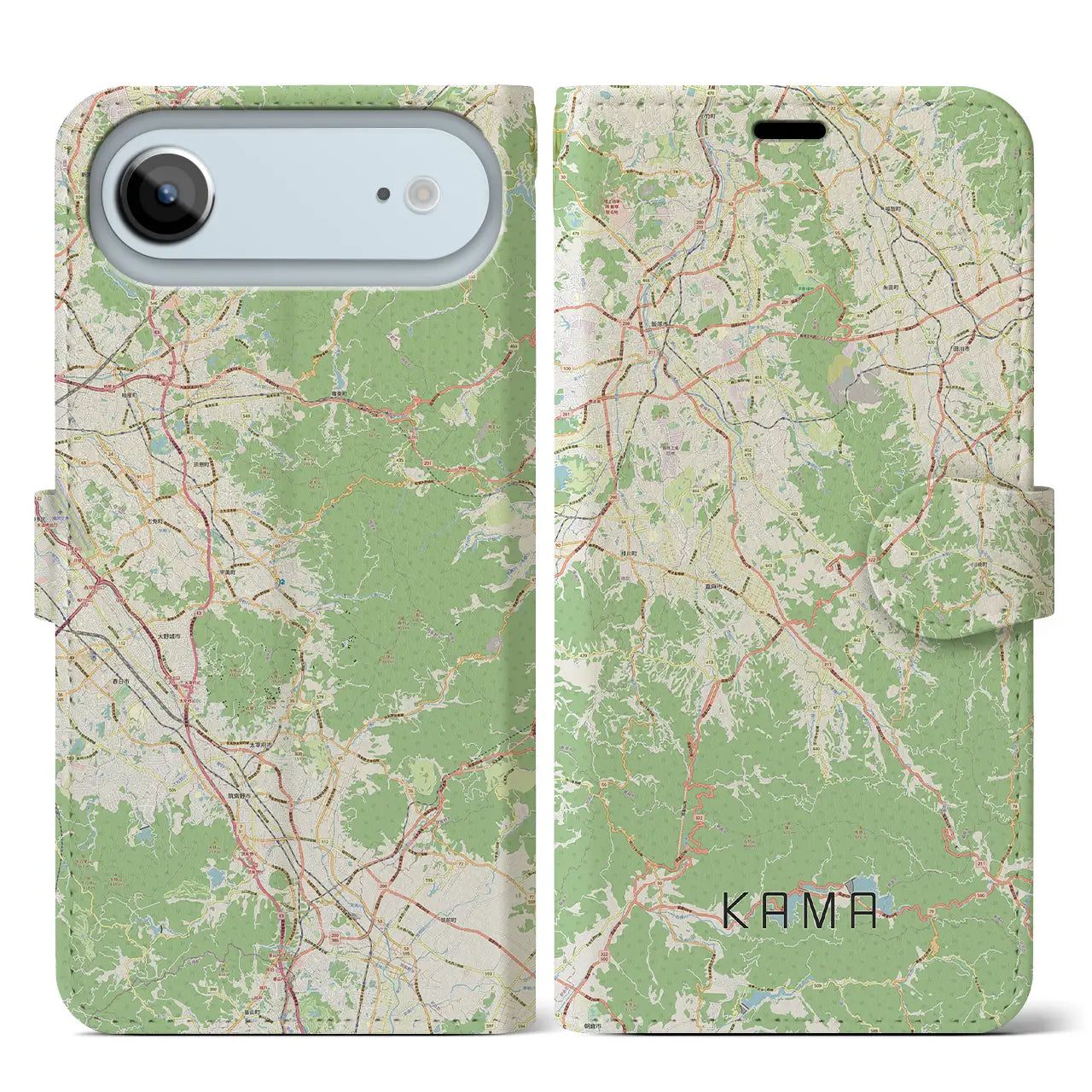 【嘉麻(福岡県)】地図柄iPhoneケース(手帳タイプ)