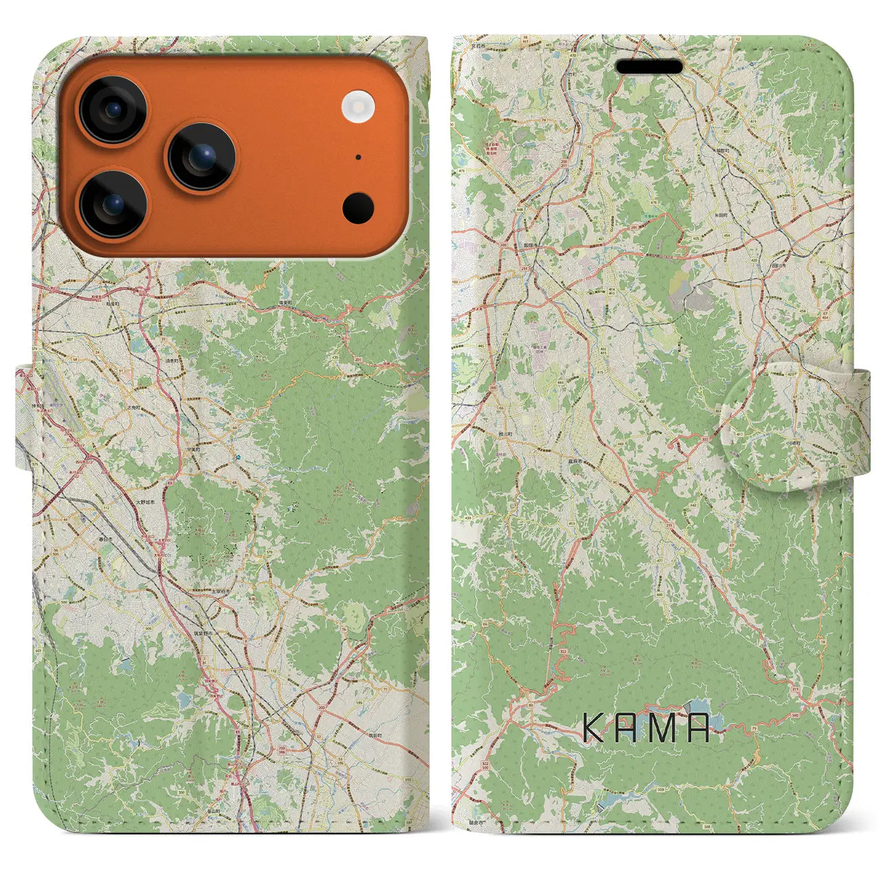 【嘉麻(福岡県)】地図柄iPhoneケース(手帳タイプ)