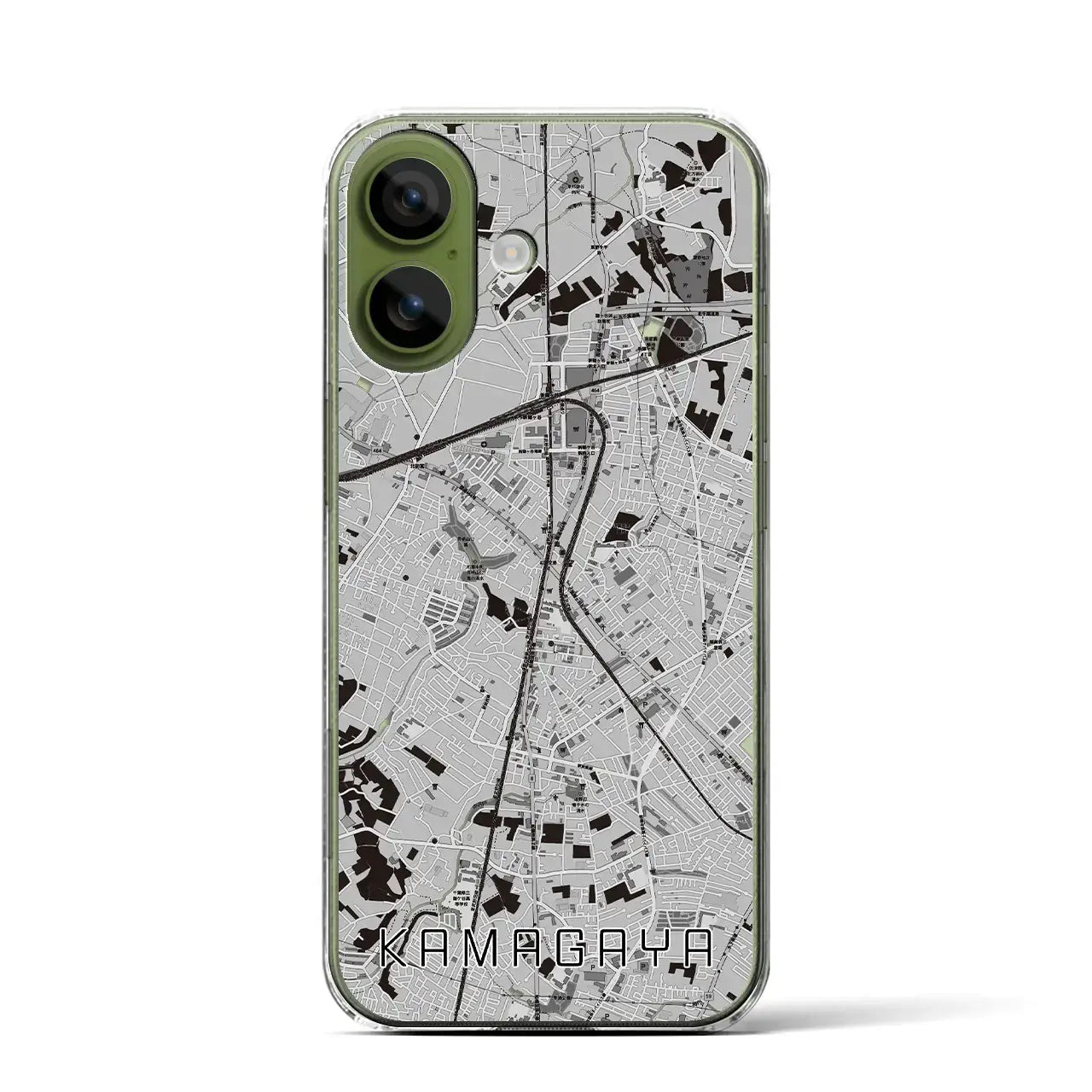 【鎌ケ谷(千葉県)】地図柄iPhoneケース(クリアタイプ)モノトーン・iPhone 17 Pro Max 用