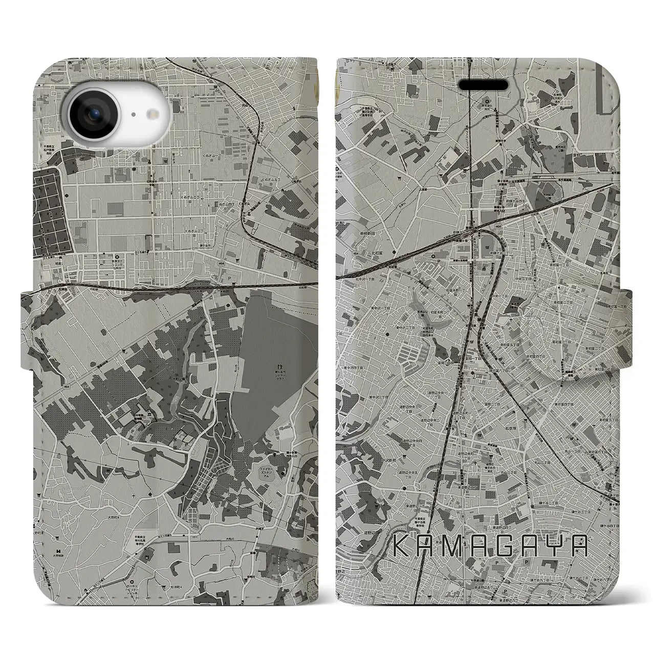 【鎌ケ谷(千葉県)】地図柄iPhoneケース(手帳タイプ)