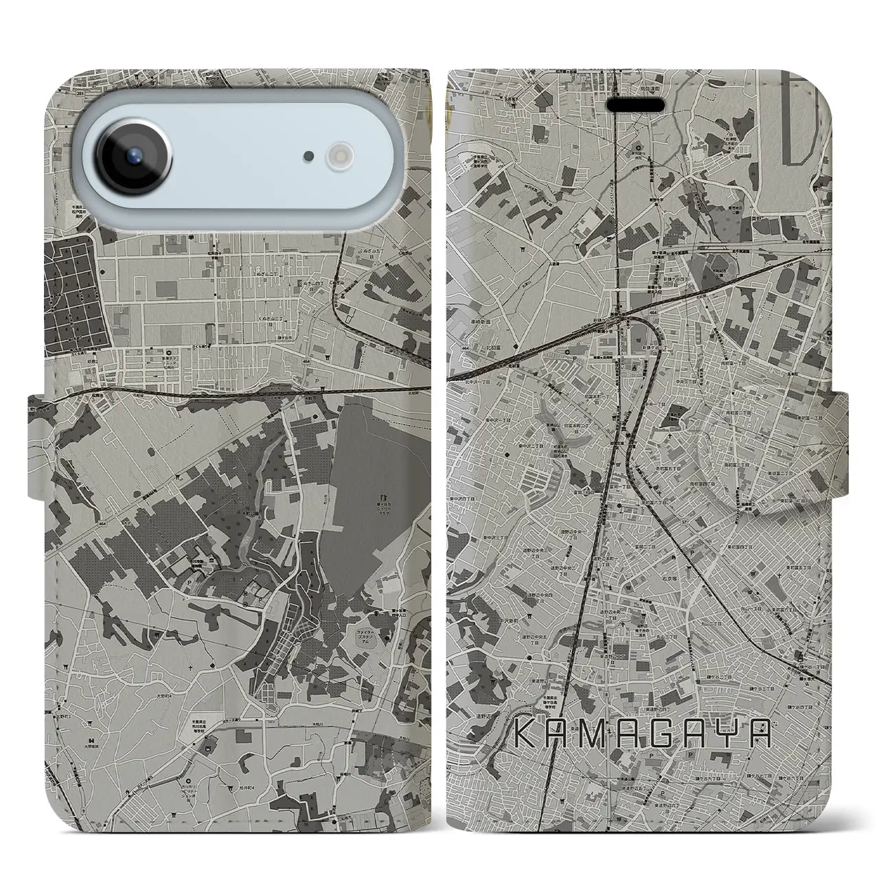 【鎌ケ谷(千葉県)】地図柄iPhoneケース(手帳タイプ)