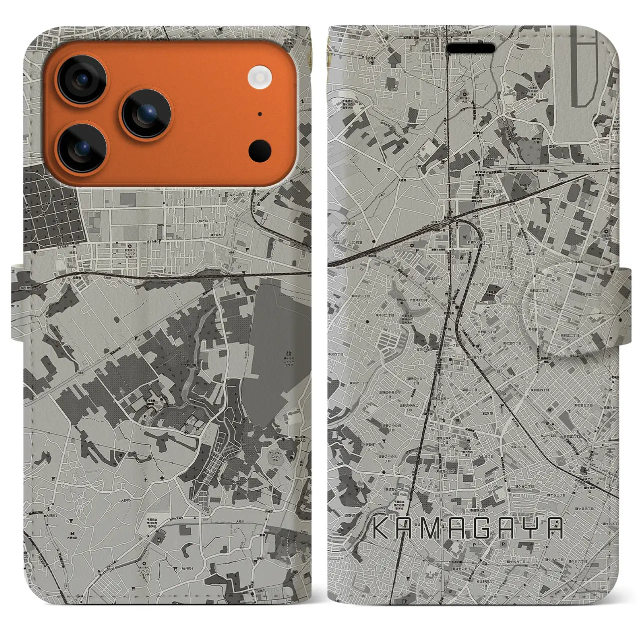 【鎌ケ谷(千葉県)】地図柄iPhoneケース(手帳タイプ)