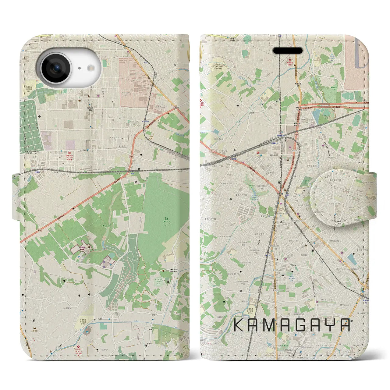 【鎌ケ谷(千葉県)】地図柄iPhoneケース(手帳タイプ)