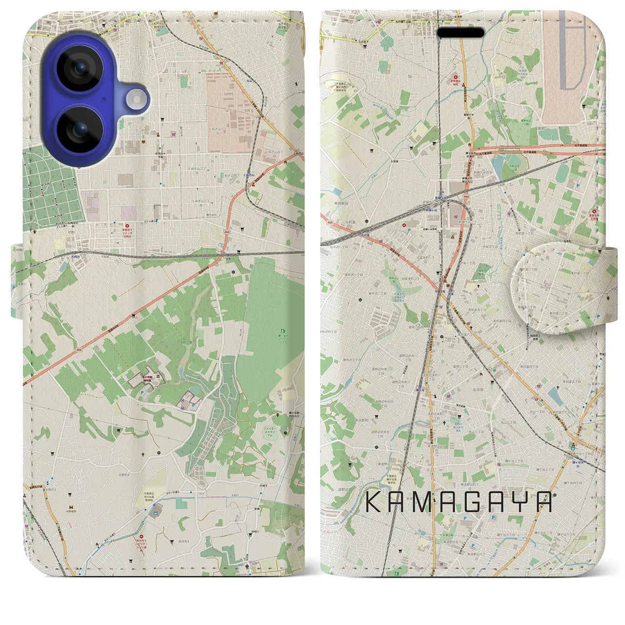 【鎌ケ谷(千葉県)】地図柄iPhoneケース(手帳タイプ)