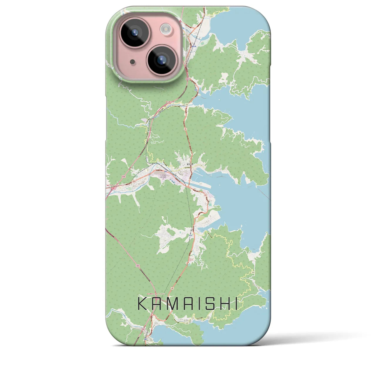 【釜石(岩手県)】地図柄iPhoneケース(バックカバータイプ)
