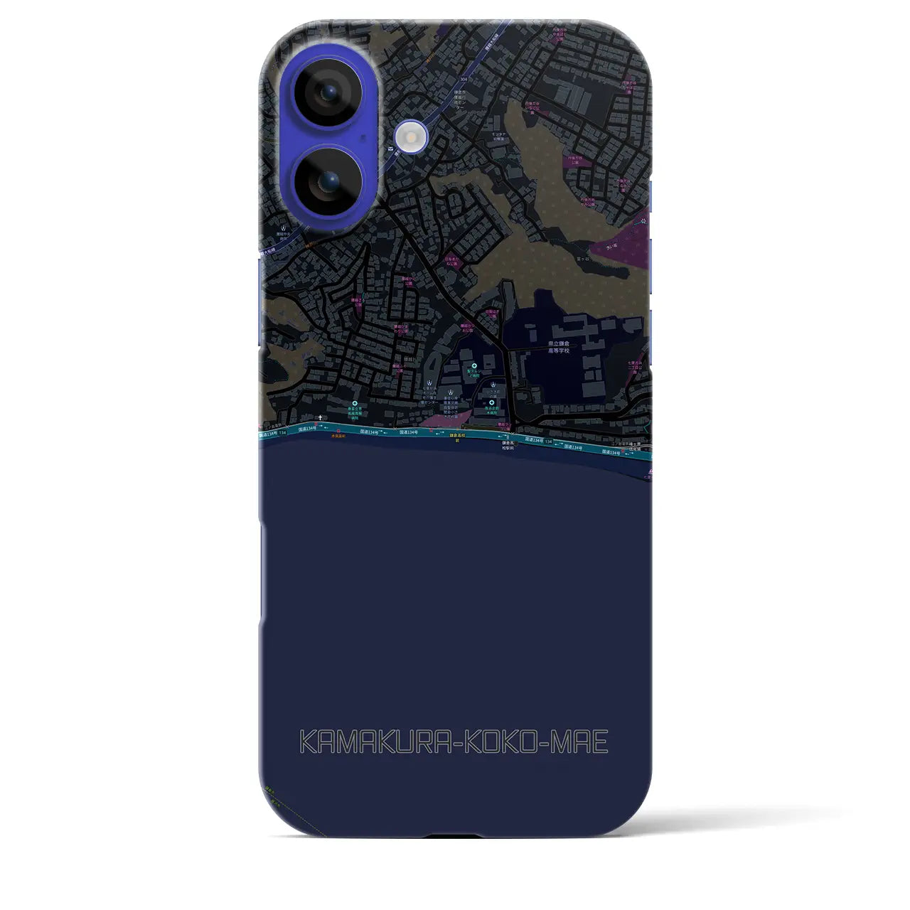 【鎌倉高校前(神奈川県)】地図柄iPhoneケース(バックカバータイプ)