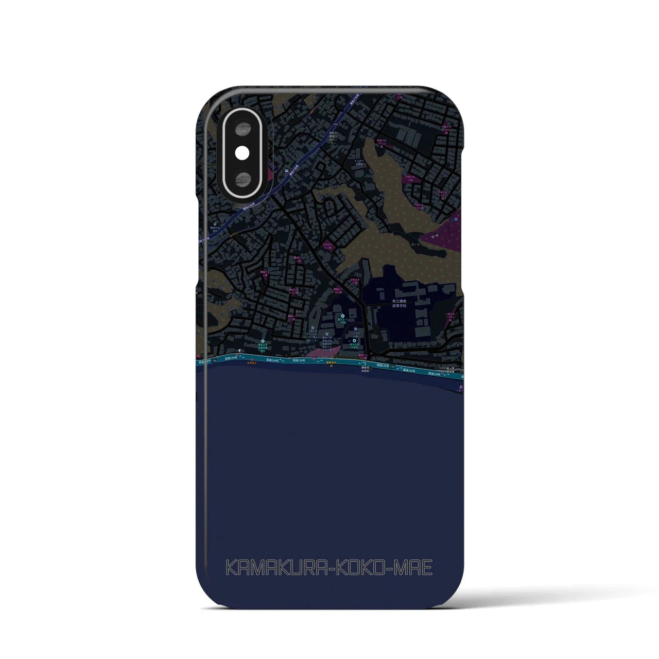 【鎌倉高校前(神奈川県)】地図柄iPhoneケース(バックカバータイプ)