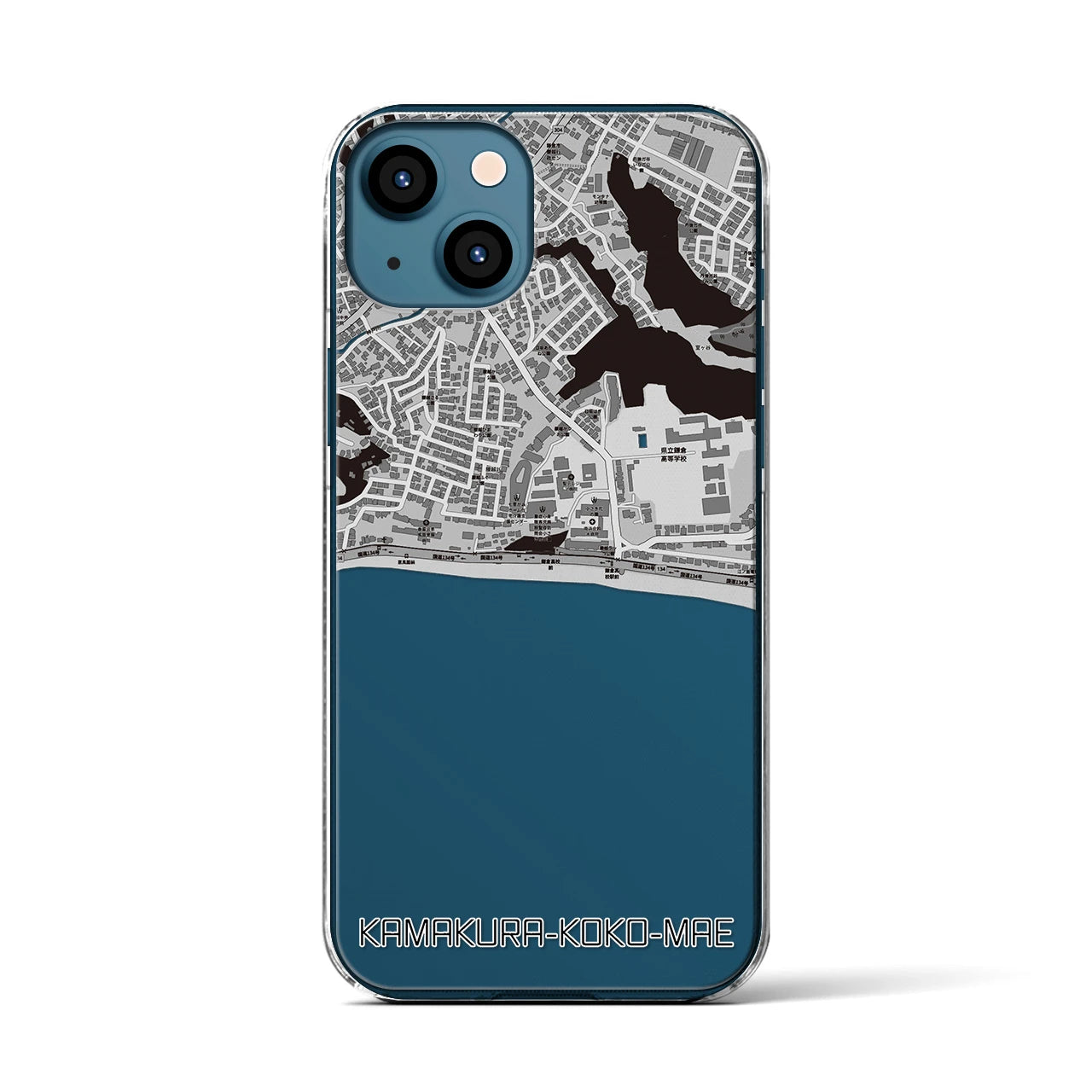 【鎌倉高校前(神奈川県)】地図柄iPhoneケース(クリアタイプ)