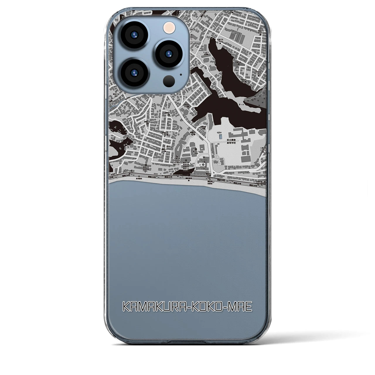 【鎌倉高校前(神奈川県)】地図柄iPhoneケース(クリアタイプ)