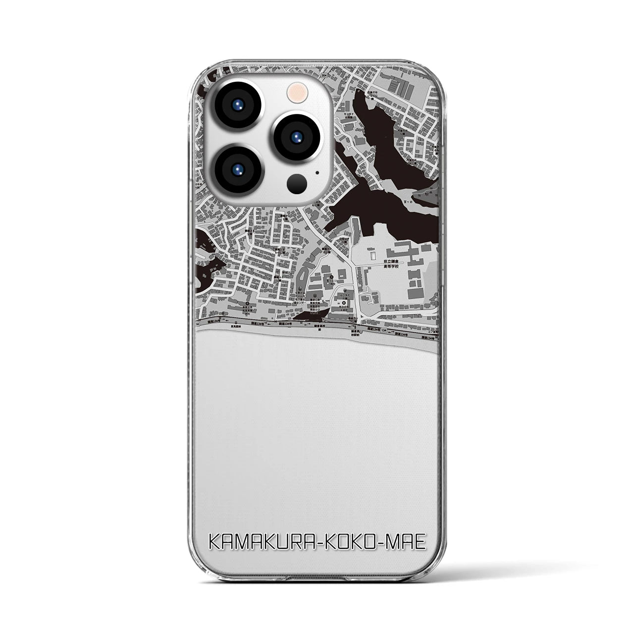 【鎌倉高校前(神奈川県)】地図柄iPhoneケース(クリアタイプ)