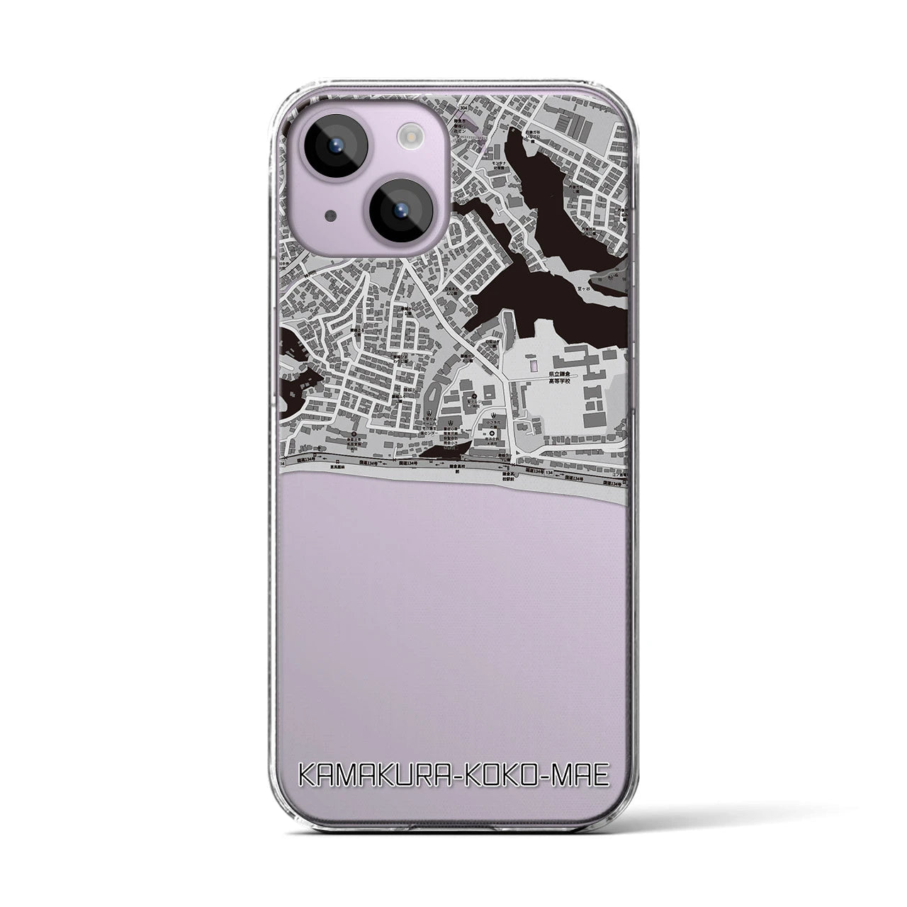 【鎌倉高校前(神奈川県)】地図柄iPhoneケース(クリアタイプ)