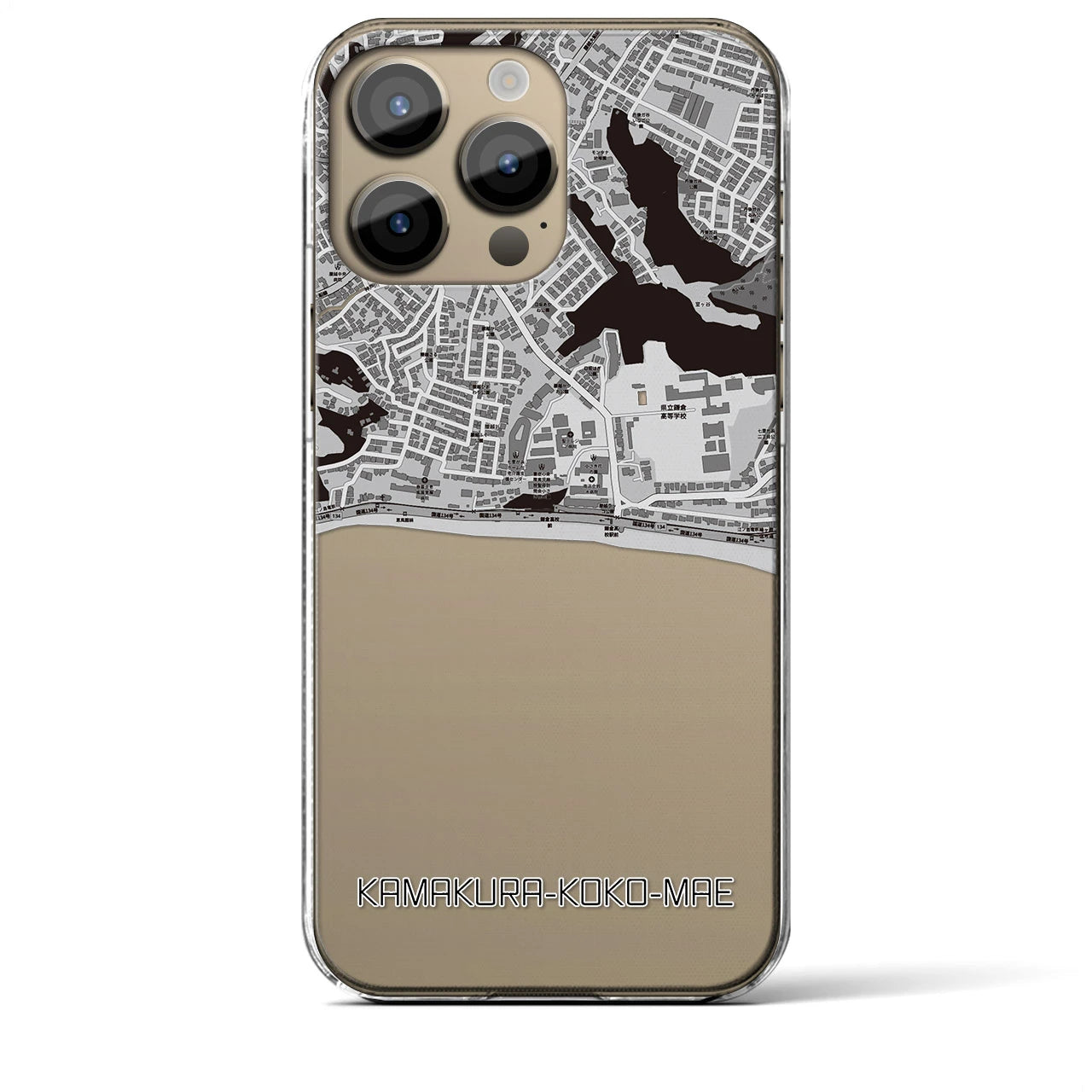 【鎌倉高校前(神奈川県)】地図柄iPhoneケース(クリアタイプ)