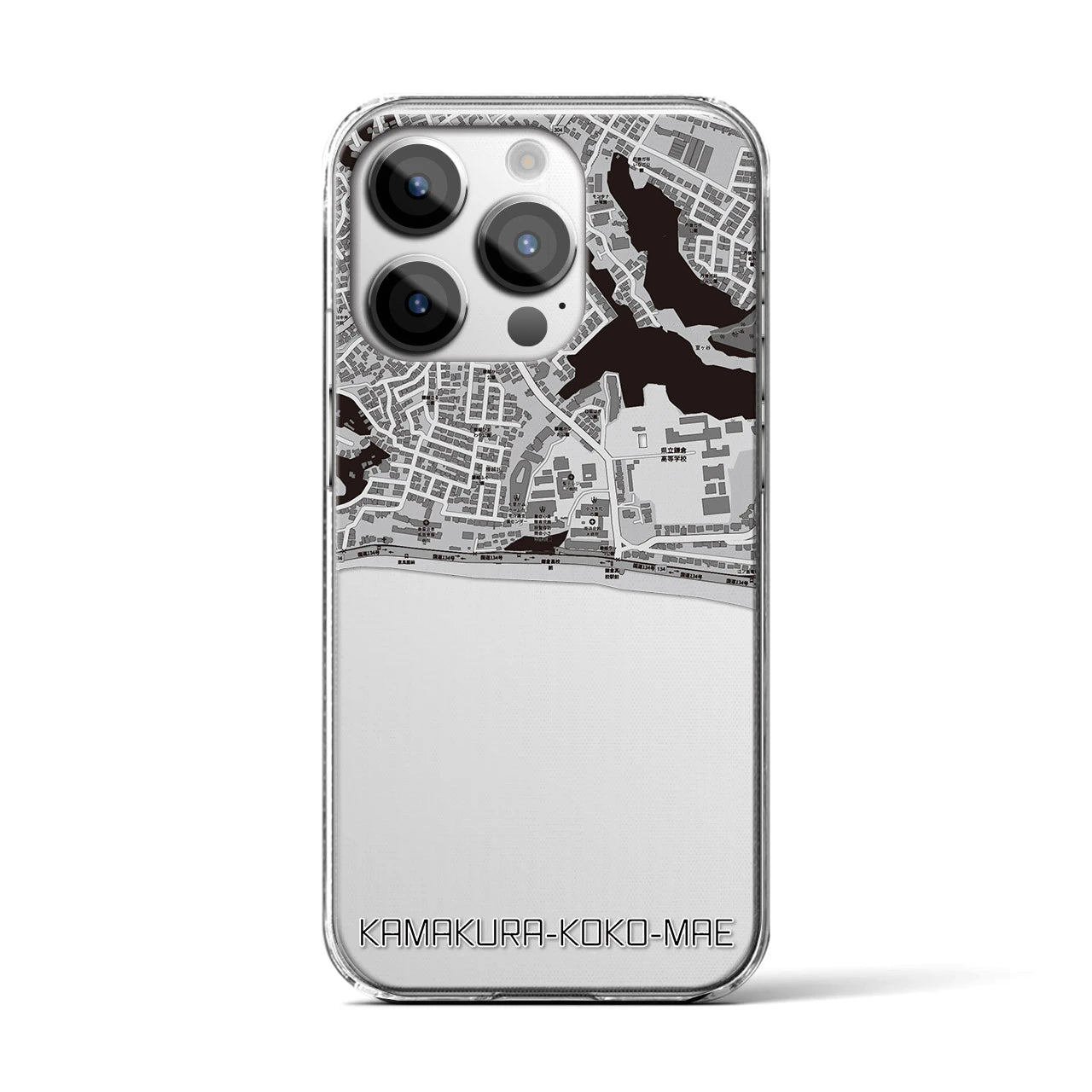 【鎌倉高校前(神奈川県)】地図柄iPhoneケース(クリアタイプ)