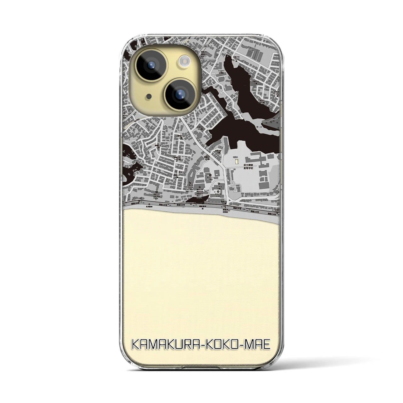 【鎌倉高校前(神奈川県)】地図柄iPhoneケース(クリアタイプ)