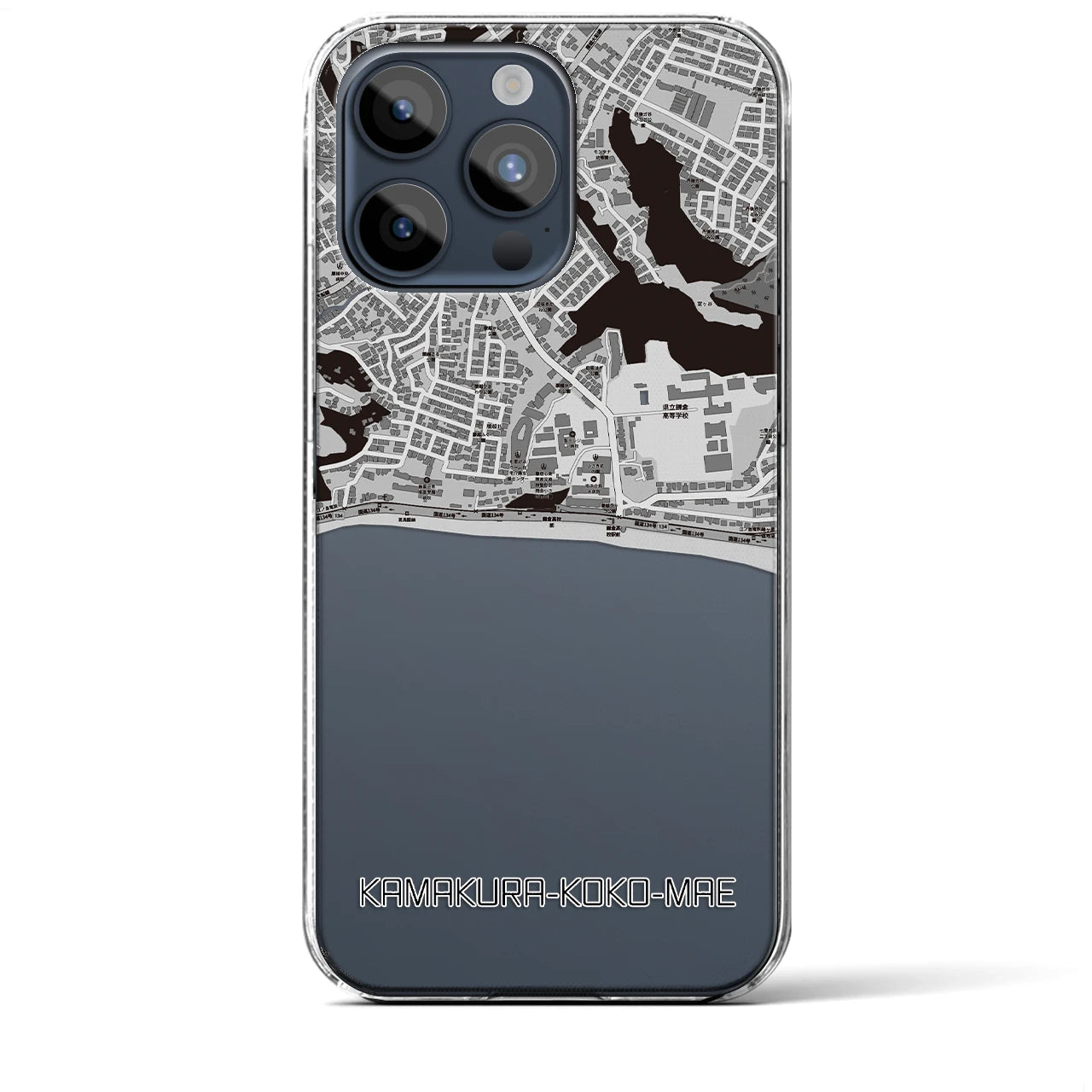 【鎌倉高校前(神奈川県)】地図柄iPhoneケース(クリアタイプ)