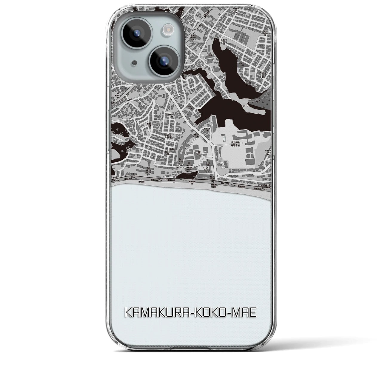 【鎌倉高校前(神奈川県)】地図柄iPhoneケース(クリアタイプ)