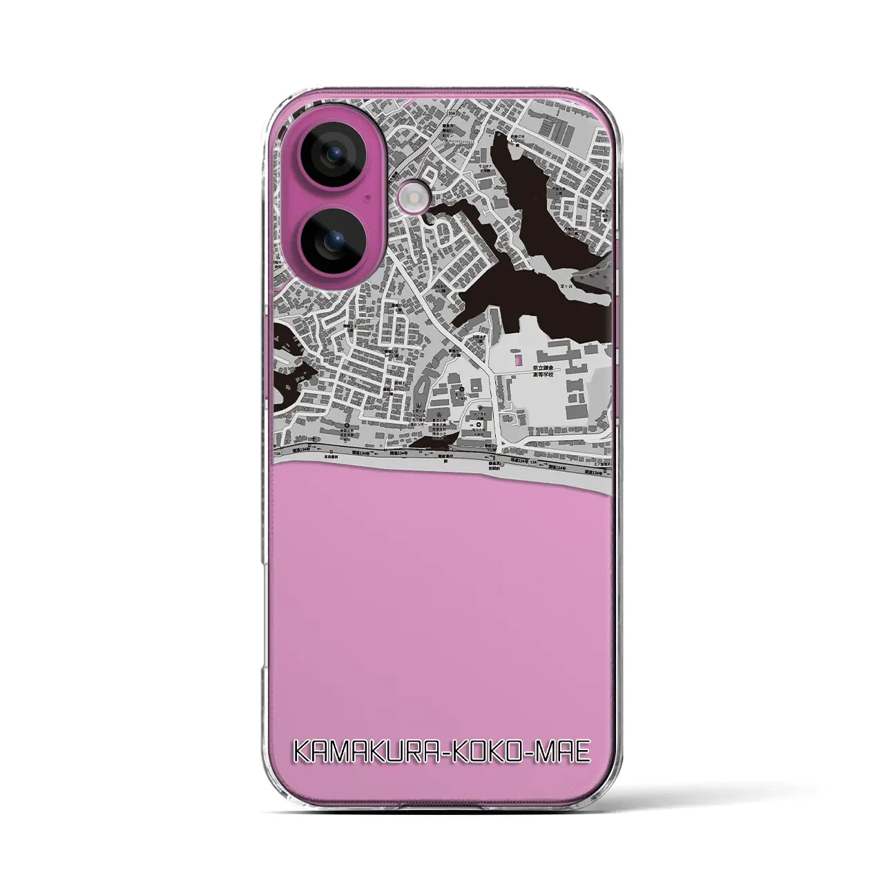 【鎌倉高校前(神奈川県)】地図柄iPhoneケース(クリアタイプ)