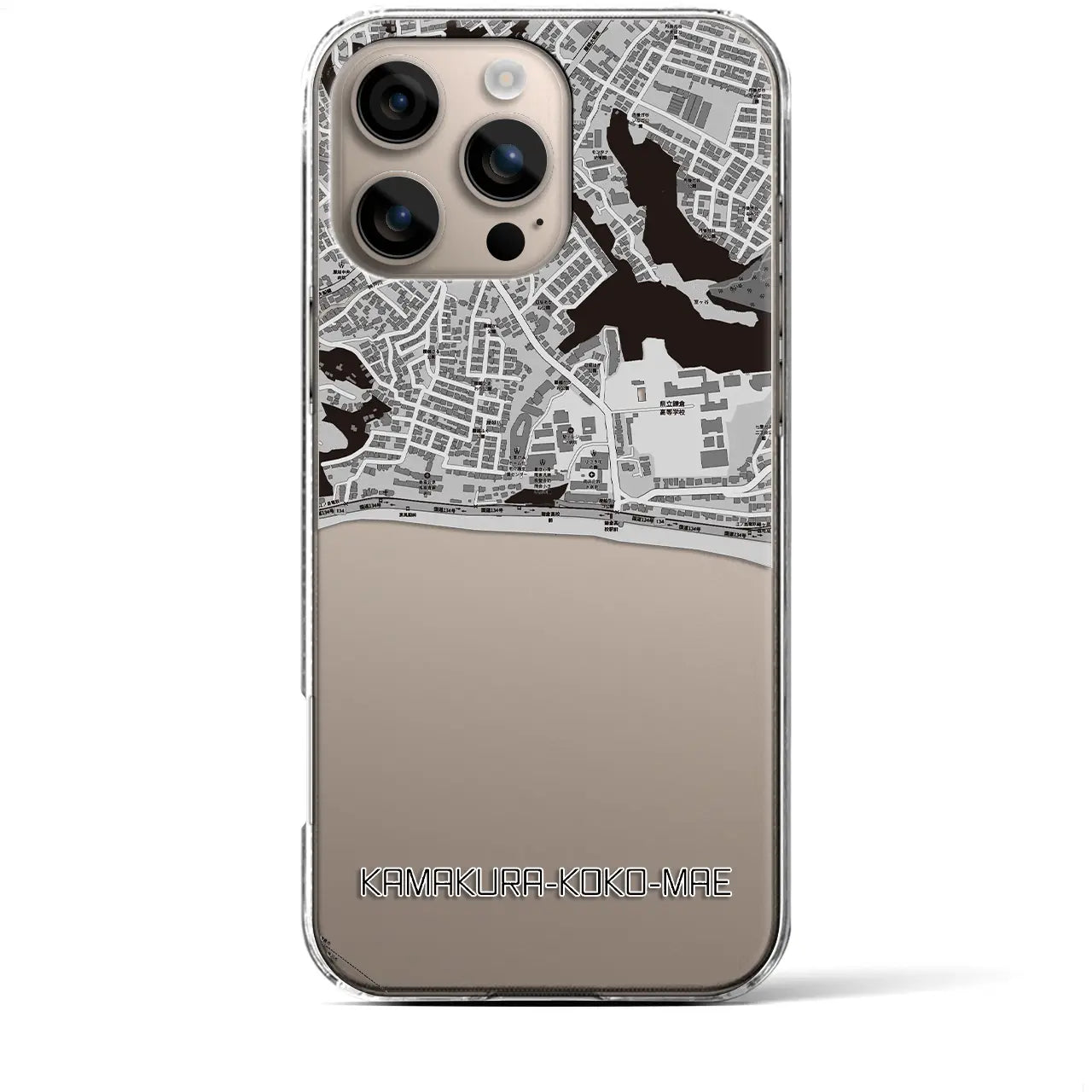 【鎌倉高校前(神奈川県)】地図柄iPhoneケース(クリアタイプ)