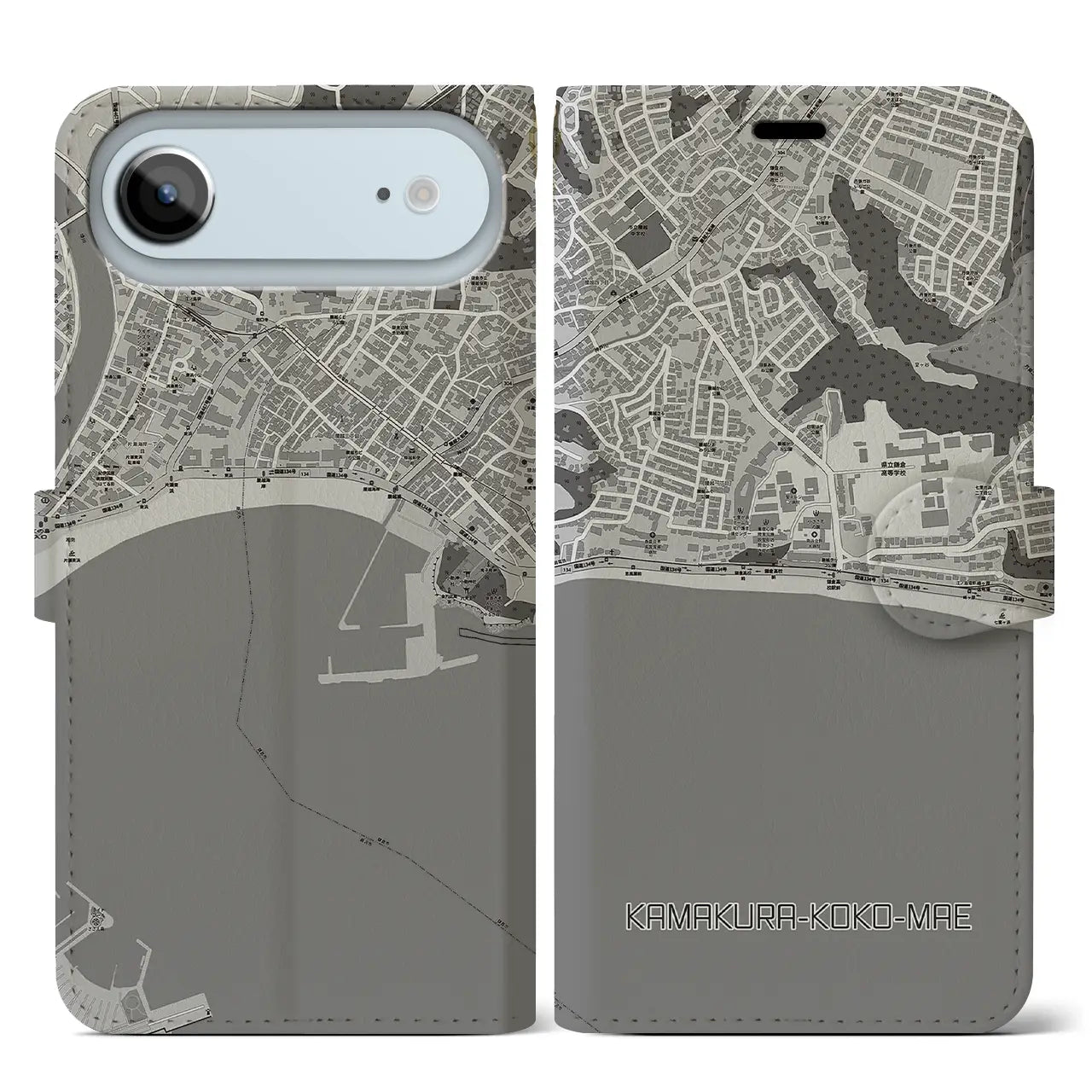 【鎌倉高校前(神奈川県)】地図柄iPhoneケース(手帳タイプ)