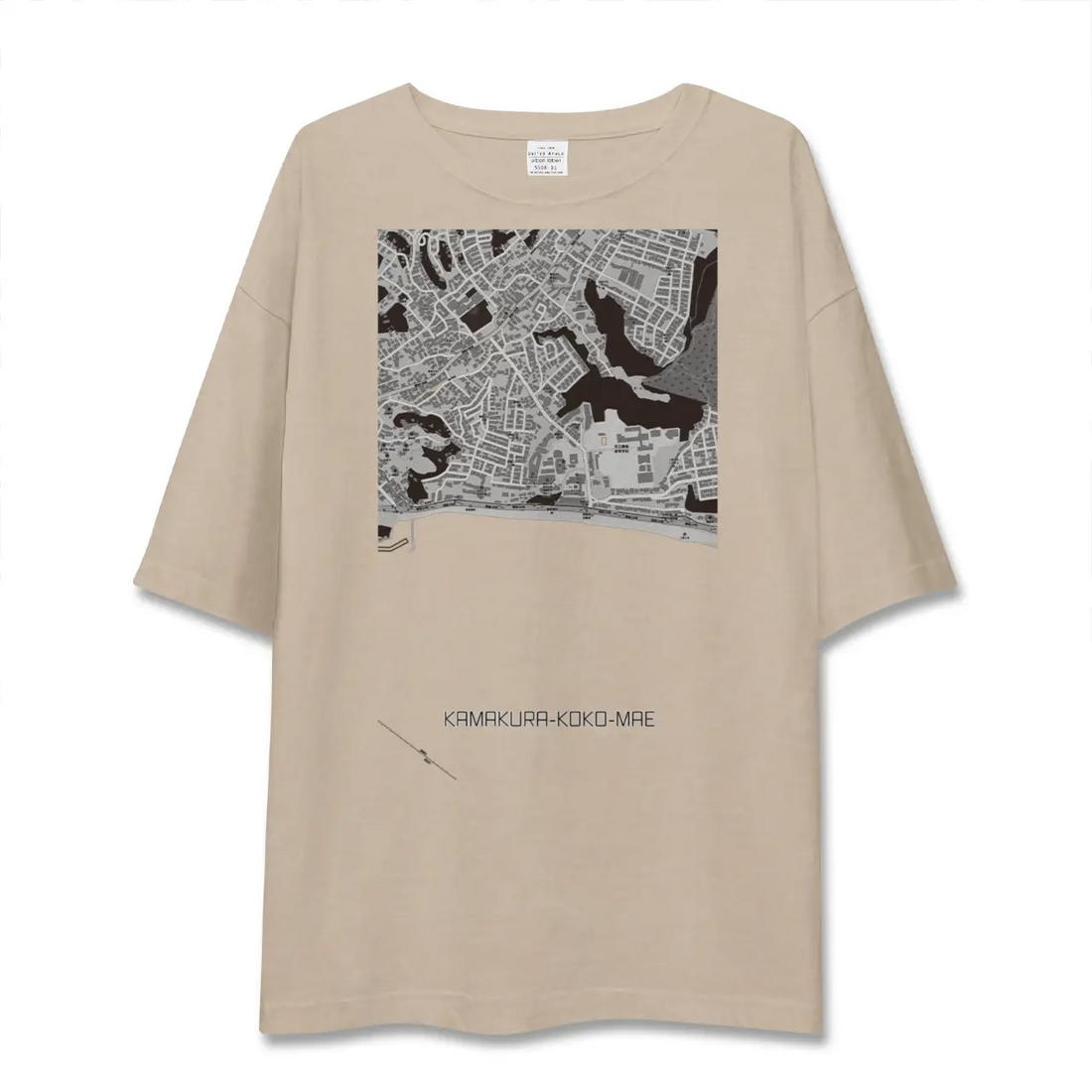 【鎌倉高校前(神奈川県)】地図柄ビッグシルエットTシャツ