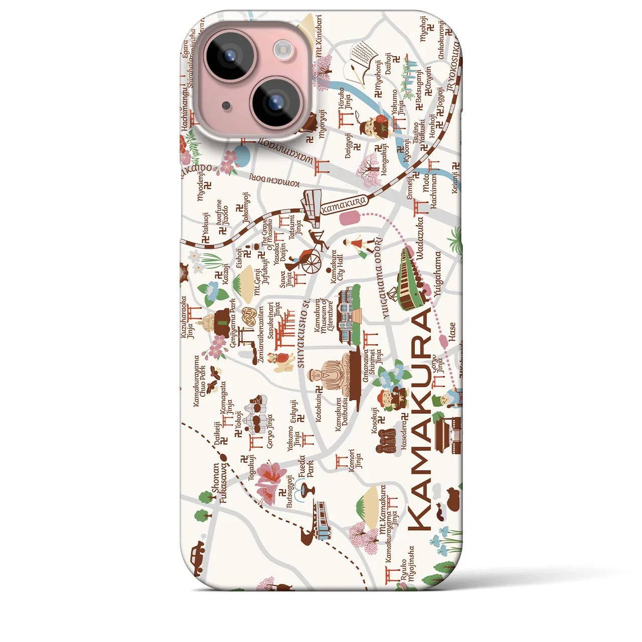 【鎌倉】イラストマップiPhoneケース(バックカバータイプ)