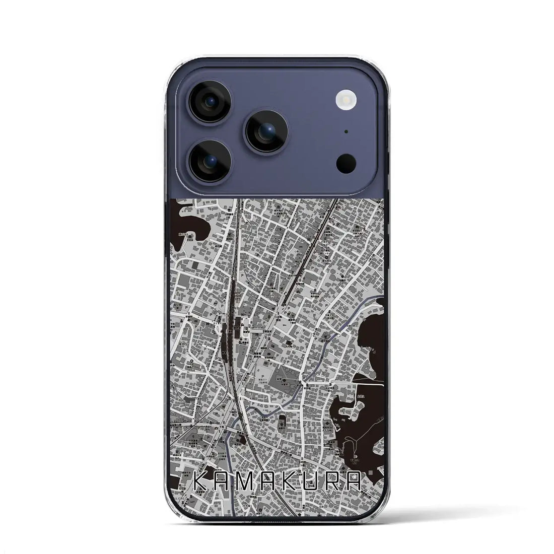 【鎌倉2(神奈川県)】地図柄iPhoneケース(クリアタイプ)モノトーン・iPhone 17 Pro Max 用