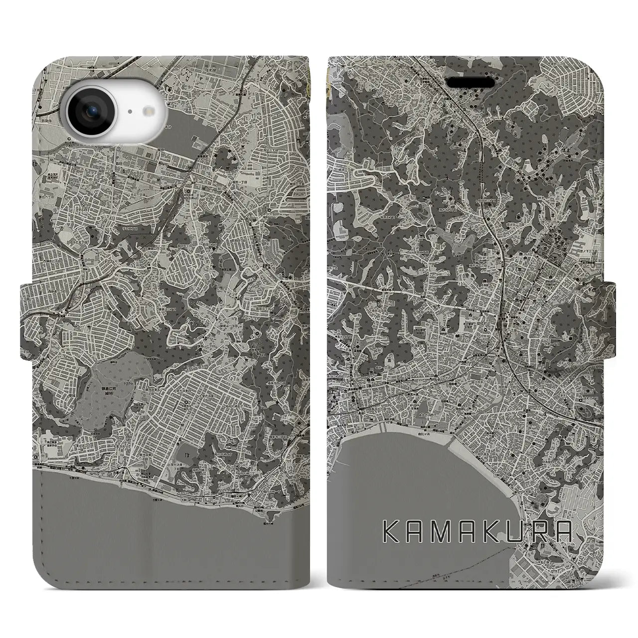 【鎌倉(神奈川県)】地図柄iPhoneケース(手帳タイプ)