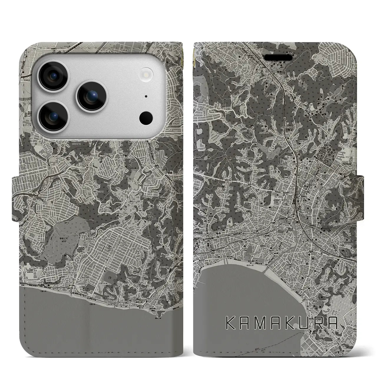 【鎌倉(神奈川県)】地図柄iPhoneケース(手帳タイプ)