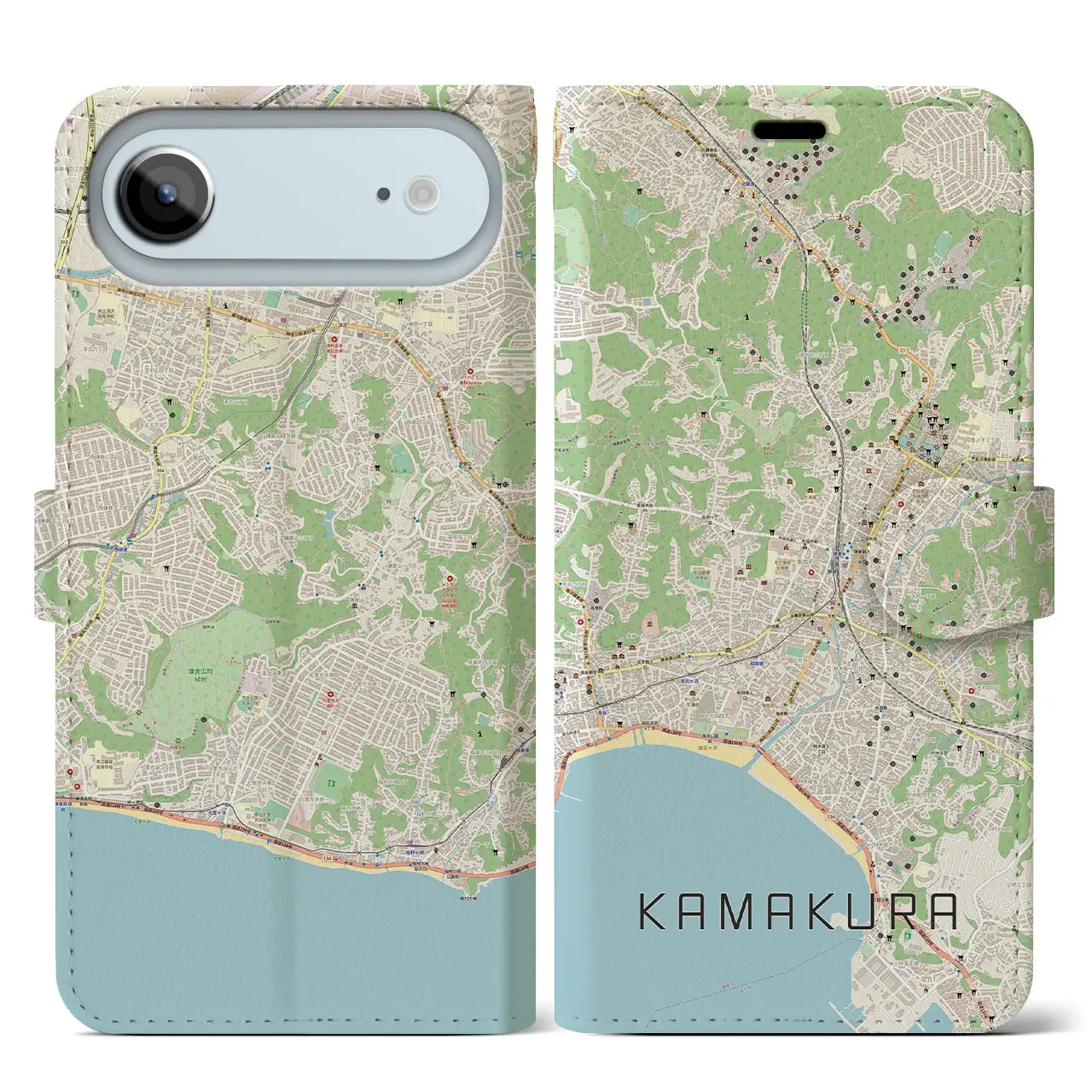 【鎌倉(神奈川県)】地図柄iPhoneケース(手帳タイプ)