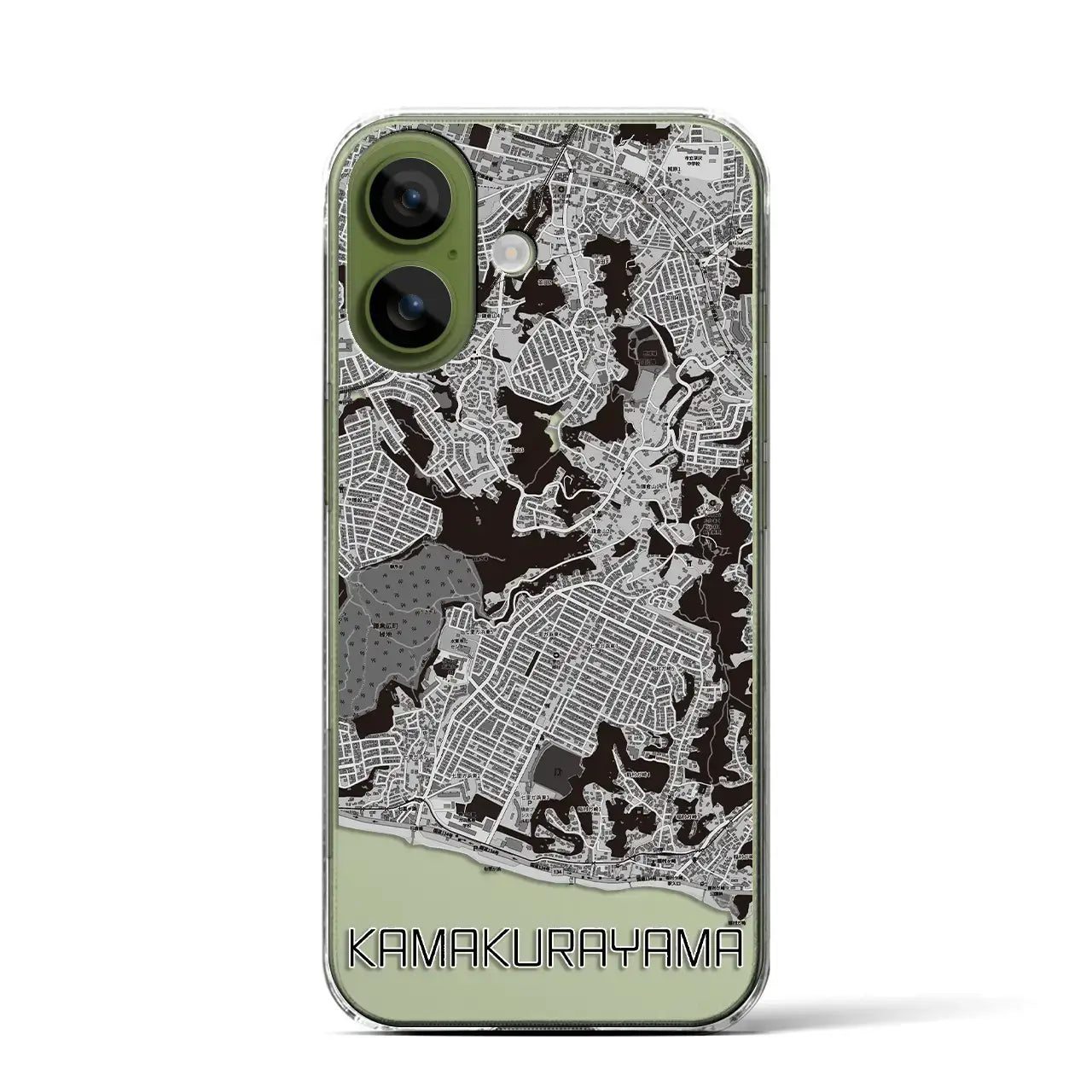 【鎌倉山(神奈川県)】地図柄iPhoneケース(クリアタイプ)モノトーン・iPhone 17 Pro Max 用