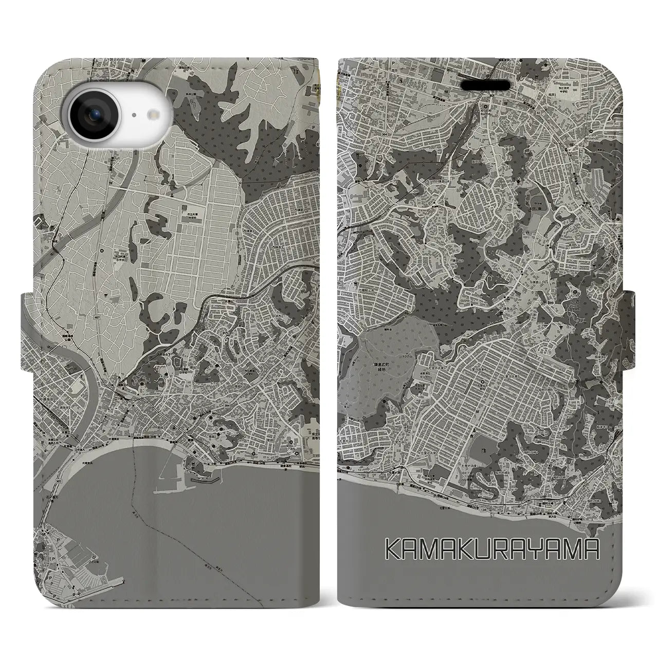 【鎌倉山(神奈川県)】地図柄iPhoneケース(手帳タイプ)