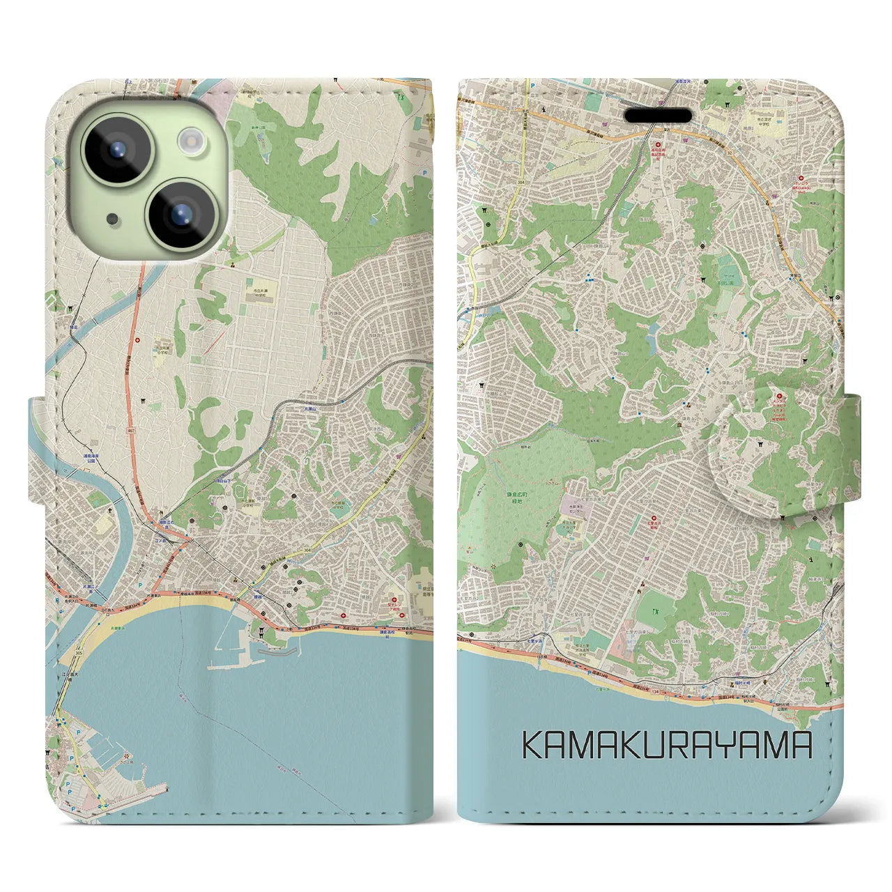 【鎌倉山(神奈川県)】地図柄iPhoneケース(手帳タイプ)