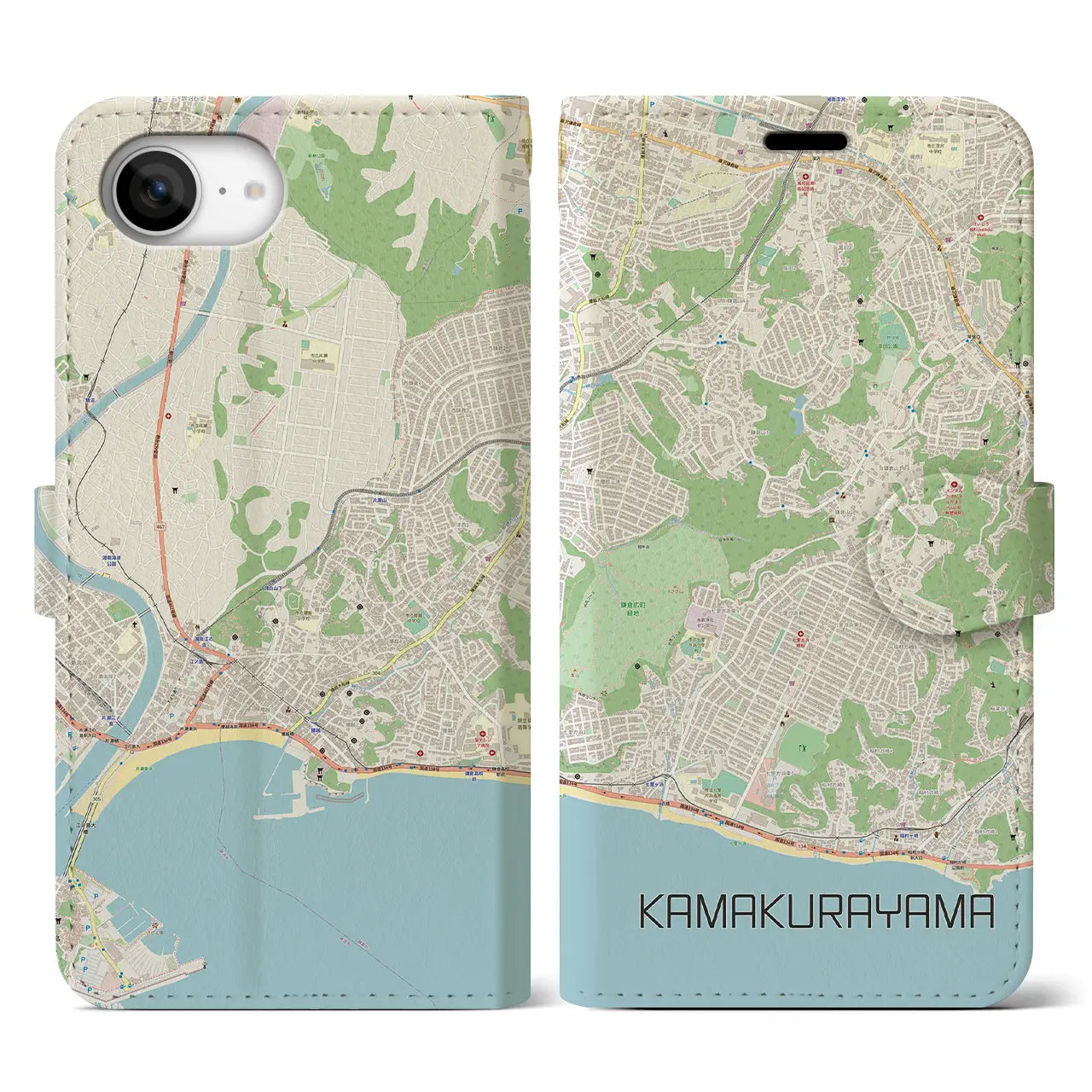 【鎌倉山(神奈川県)】地図柄iPhoneケース(手帳タイプ)