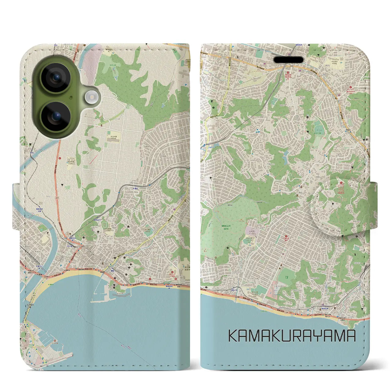 【鎌倉山(神奈川県)】地図柄iPhoneケース(手帳タイプ)