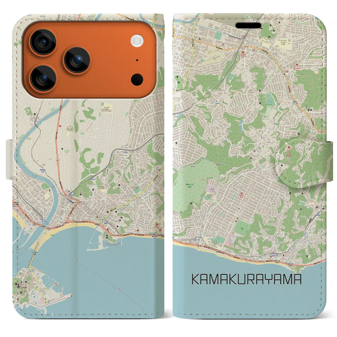 【鎌倉山(神奈川県)】地図柄iPhoneケース(手帳タイプ)