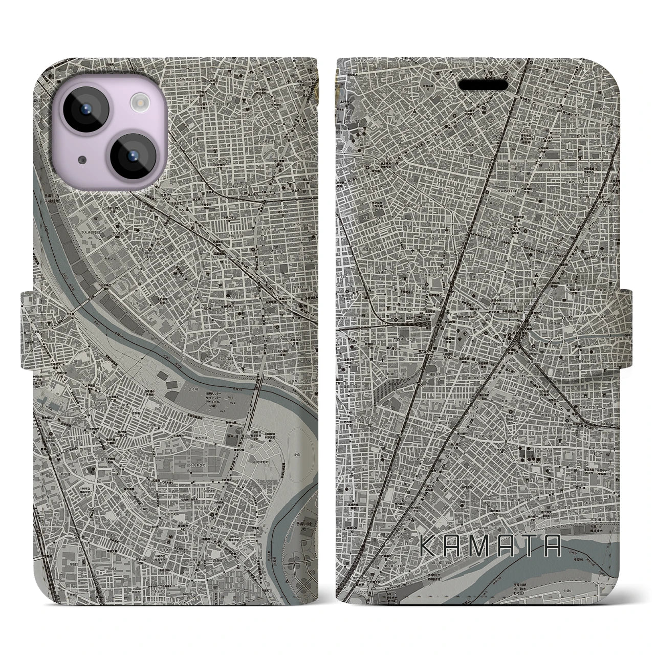 【蒲田(東京都)】地図柄iPhoneケース(手帳タイプ)