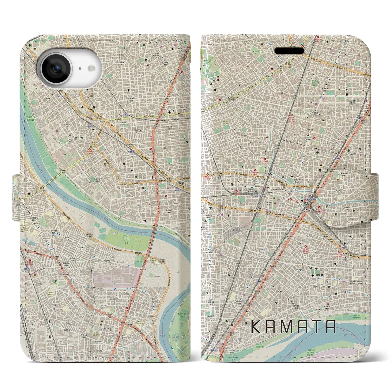 【蒲田(東京都)】地図柄iPhoneケース(手帳タイプ)