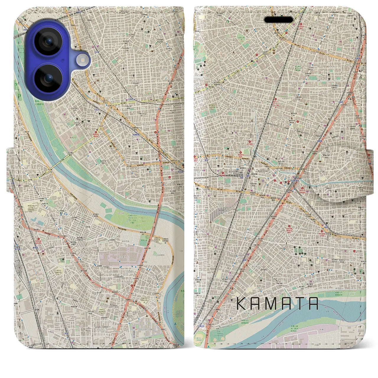 【蒲田(東京都)】地図柄iPhoneケース(手帳タイプ)