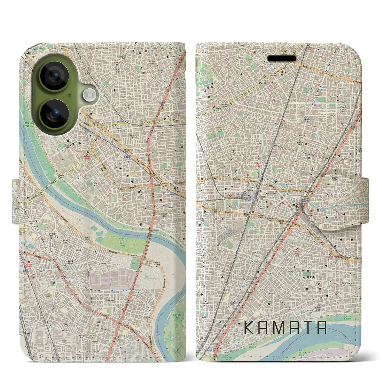 【蒲田(東京都)】地図柄iPhoneケース(手帳タイプ)ナチュラル・iPhone 17 Pro Max 用